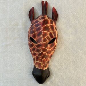 Giraffe Themed Decorative Mask Wall Art Solid Wood